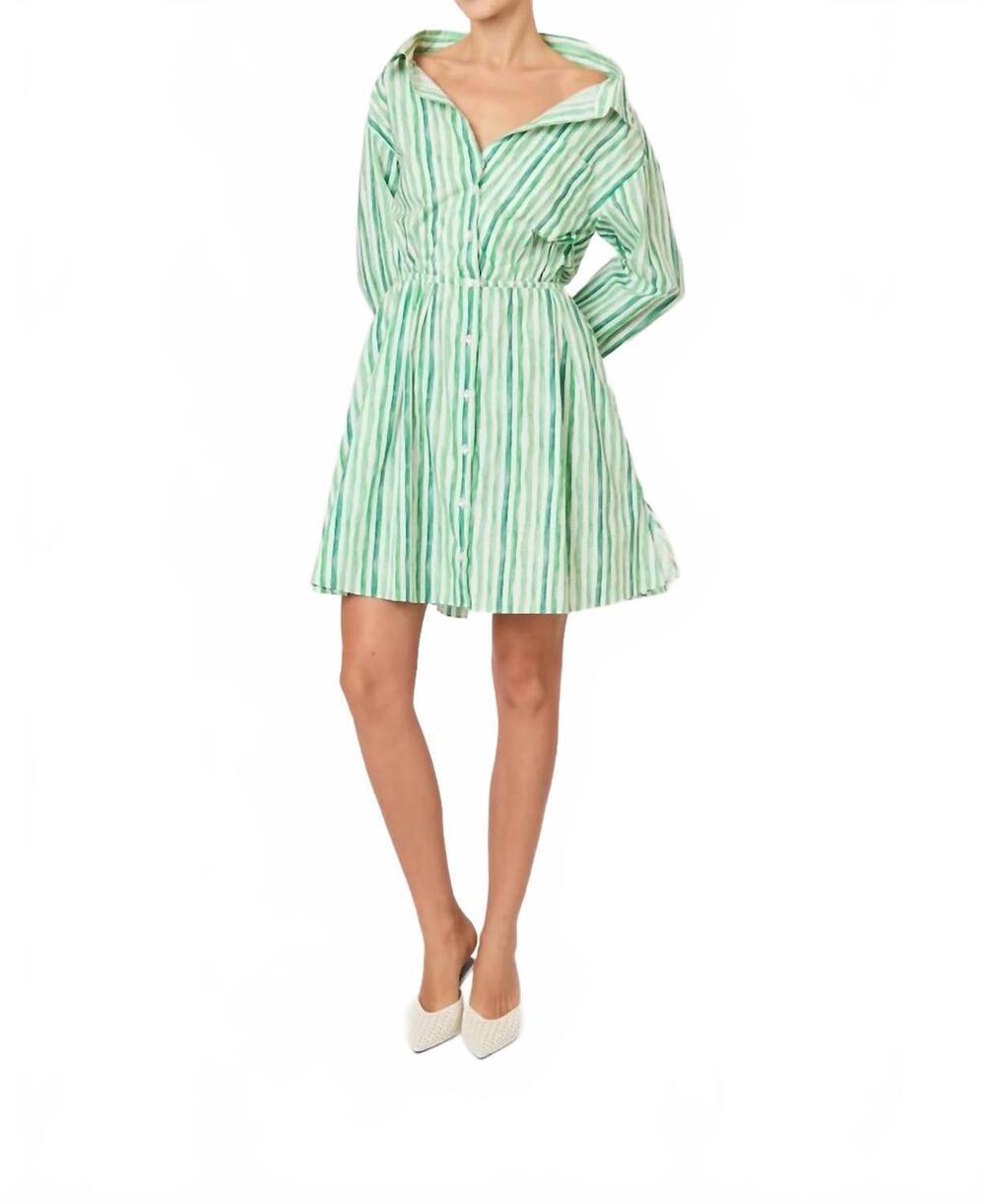 NEW ROSIE ASSOULIN falling off the shoulder mini dress in watercolor stripe popl